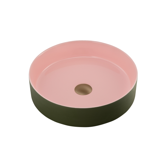 Terzofoco Olive and Salmon Short Circular Counter Top Basin